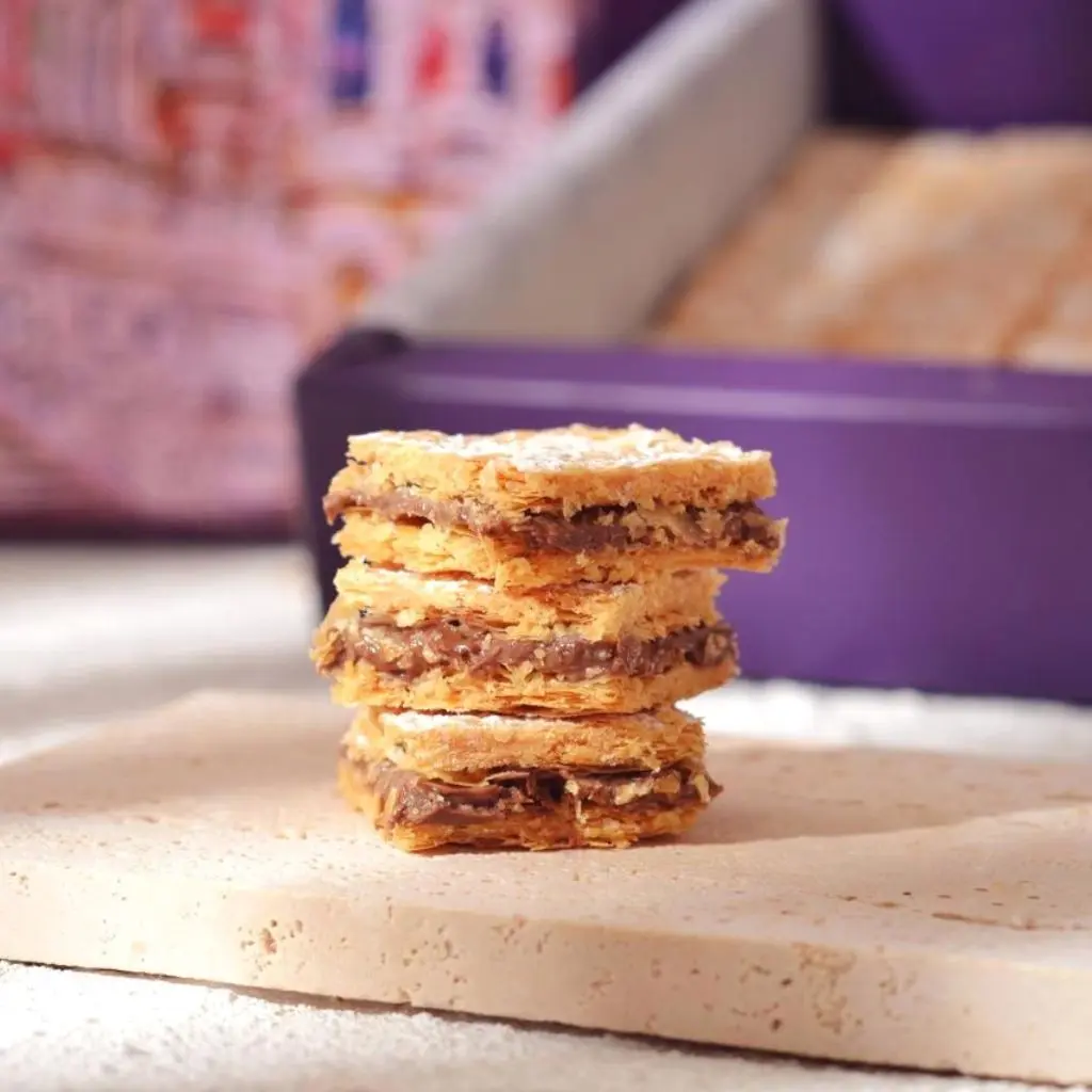 Layers of Mille-feuille with Nutella